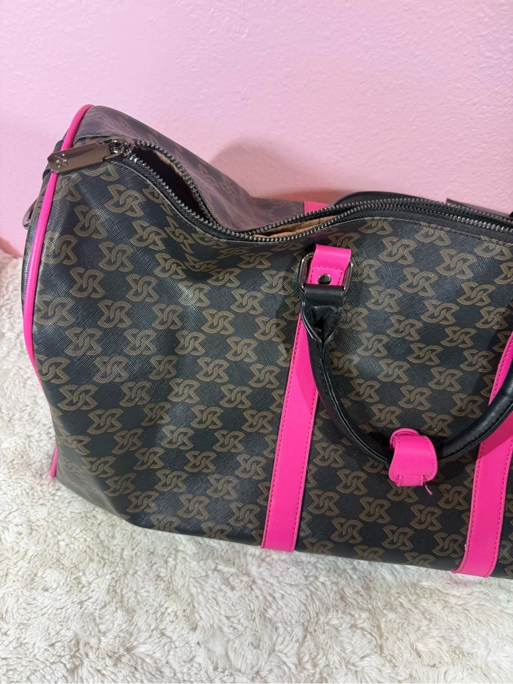 Pink-Accented Monogram Weekender Bag - Picture 2 of 5